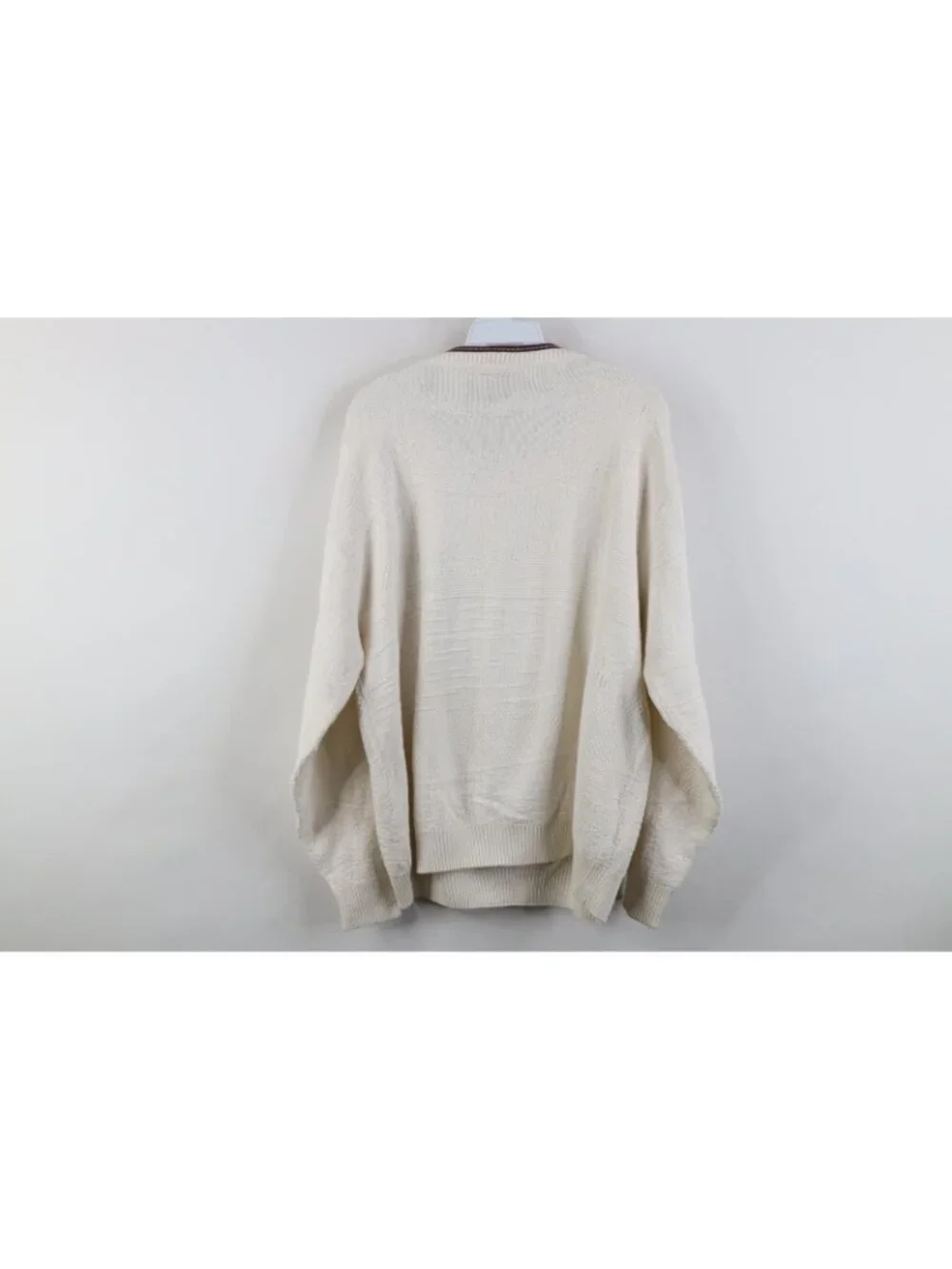 Vintage 90s Streetwear Mens Large Nature Deer Buck Knit Sweater White Cotton USA
